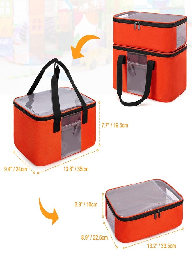 Rexmica 2pcs Storage Organizer Bag for Magnetic Building Tiles, Magnetic Block Tiles Travel Case with Visible Top, Toy Storage Bag for Construction Building Toy, Interlocking Blocks - Image 2